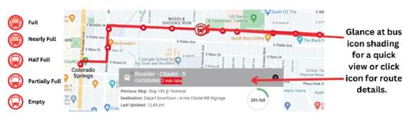 Graphic explaining how passengers can check bus capacity using My Next Bus.