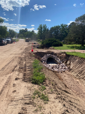 Completed driveway culvert