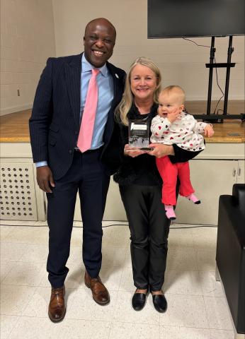 Mayor Yemi Mobolade smiles for a picture with Cindy Aubrey