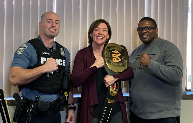 Officer Menter , Jen Schreuder and Coach Lev